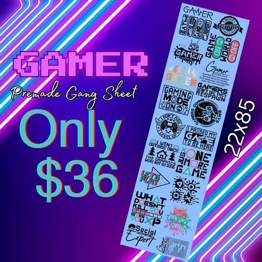 Gamer Premade Gang Sheet 22x85