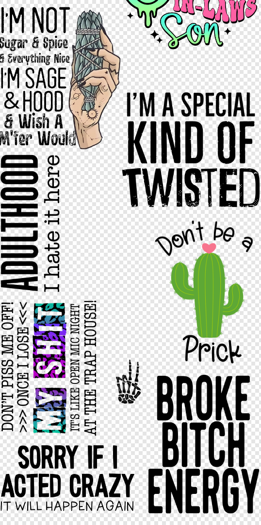 22x100 Sarcastic Premade Gang Sheet