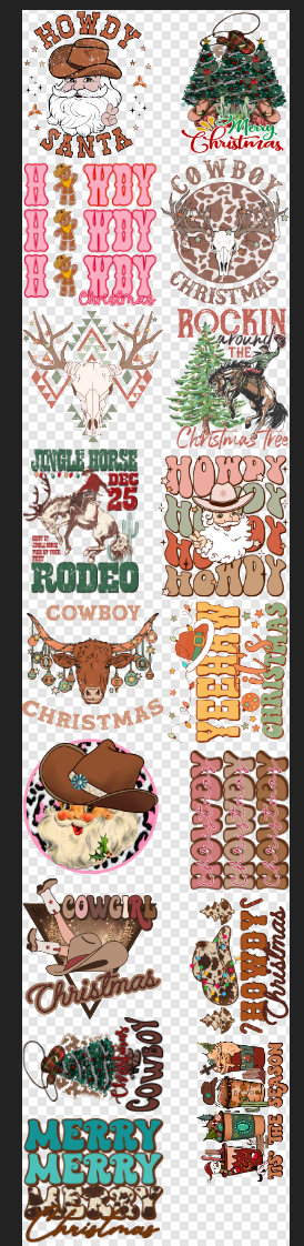 22x100 Western Christmas Premade Gang Sheet