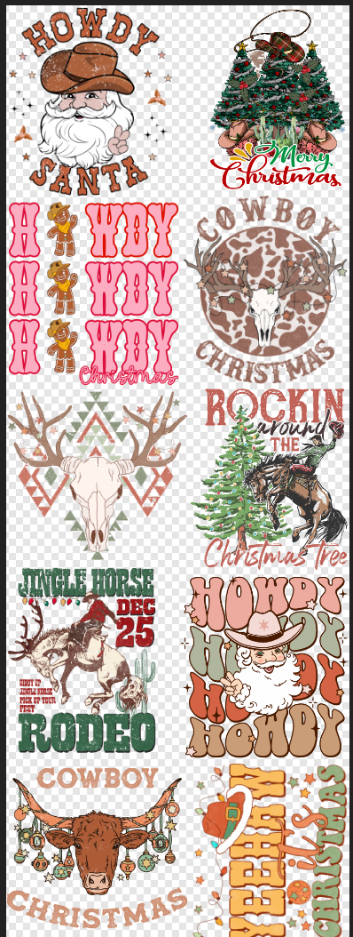 22x100 Western Christmas Premade Gang Sheet