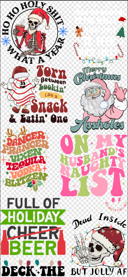 22x90 Funny Christmas Premade Gang Sheet