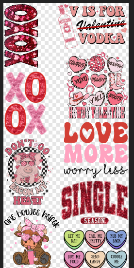 22x90 Valentine Premade Gang Sheet