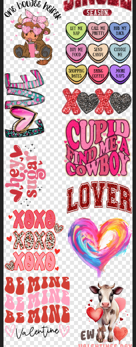 22x90 Valentine Premade Gang Sheet