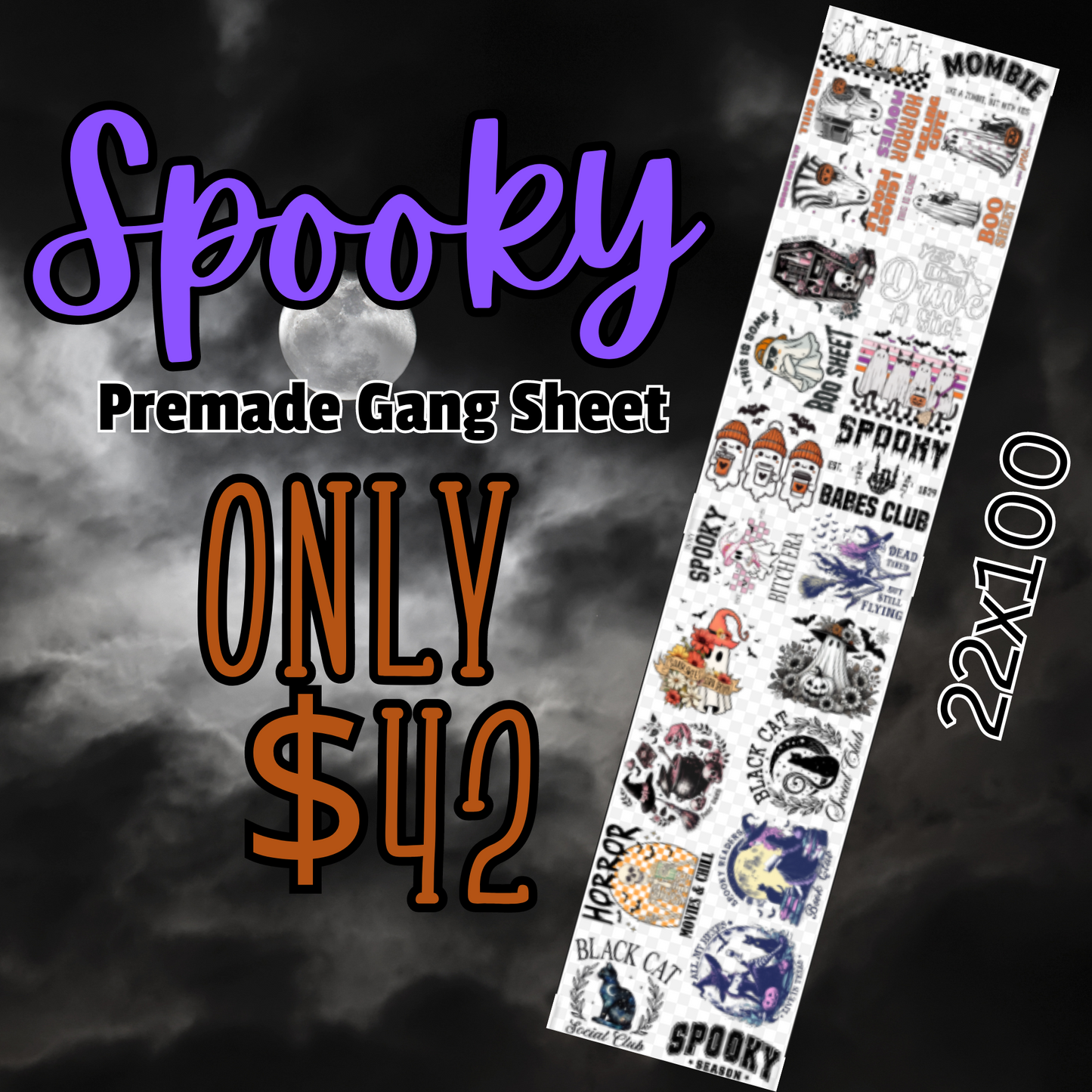 Spooky 22x100 Premade Gang Sheet