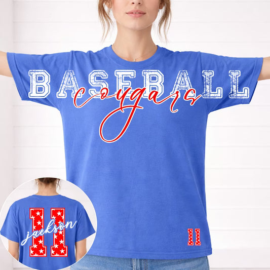 Patriotic Baseball Star Numbers Big Front