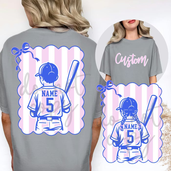 Coquette Bow Stripes Baseball/Softball