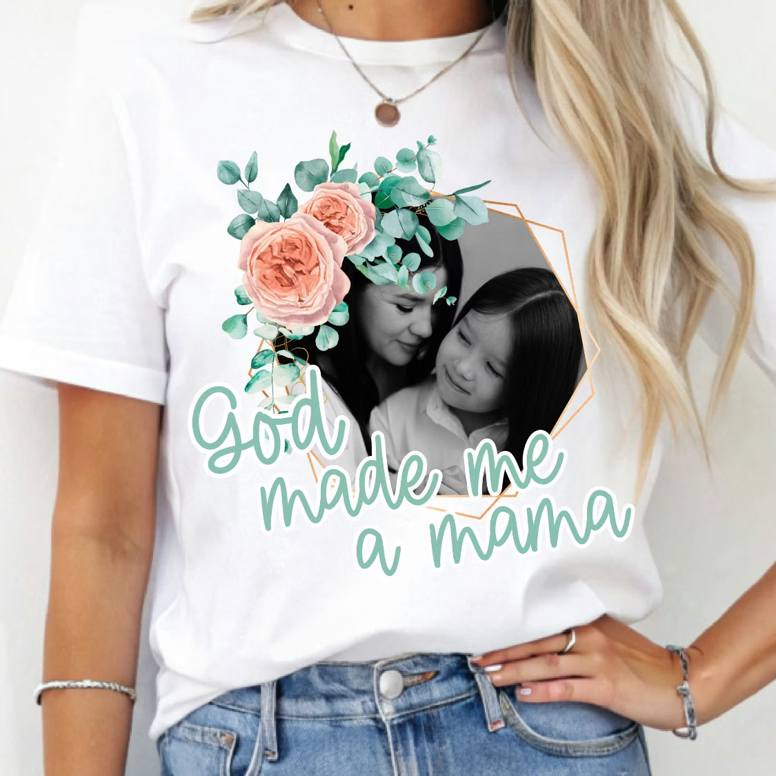 God made me a mama floral frames
