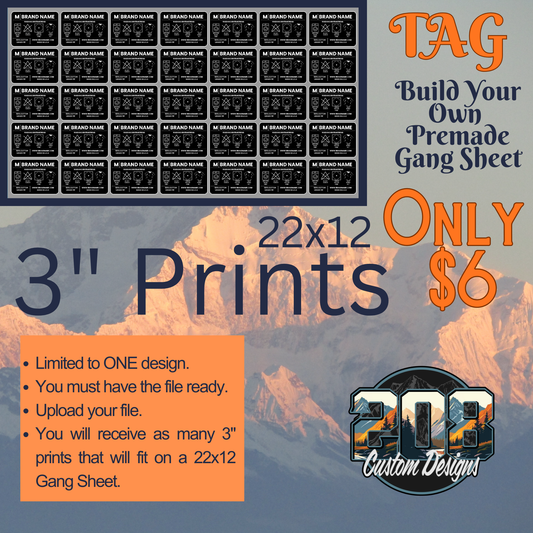 22x12 Tag 3" Premade DTF
