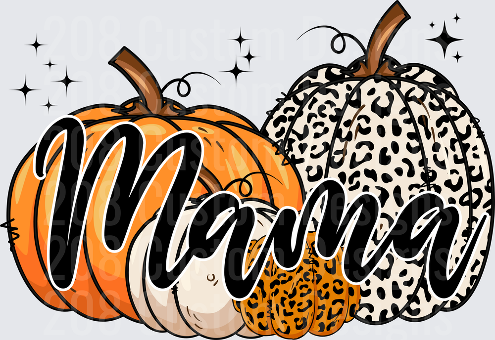 Mama Leopard Print Pumpkins Fall Autumn Design