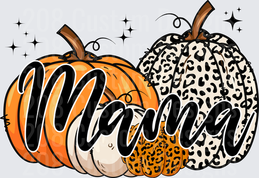Mama Leopard Print Pumpkins Fall Autumn Design