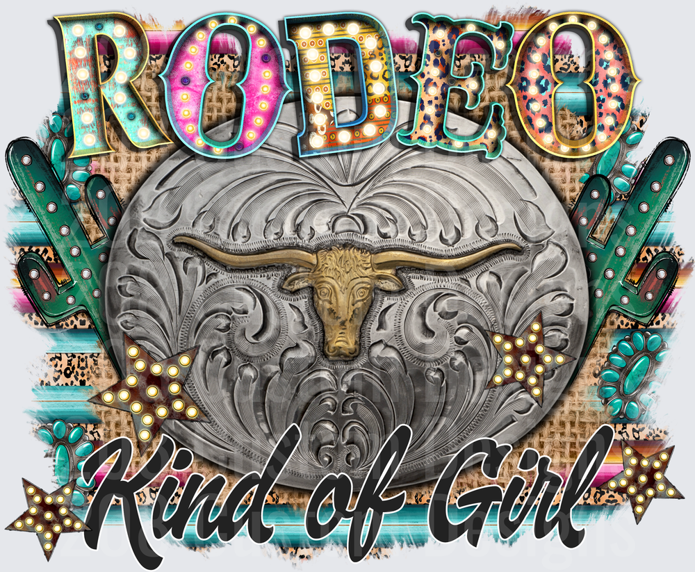 Rodeo Kind of Girl Western Belt Buckle with Turquoise and Leopard Print