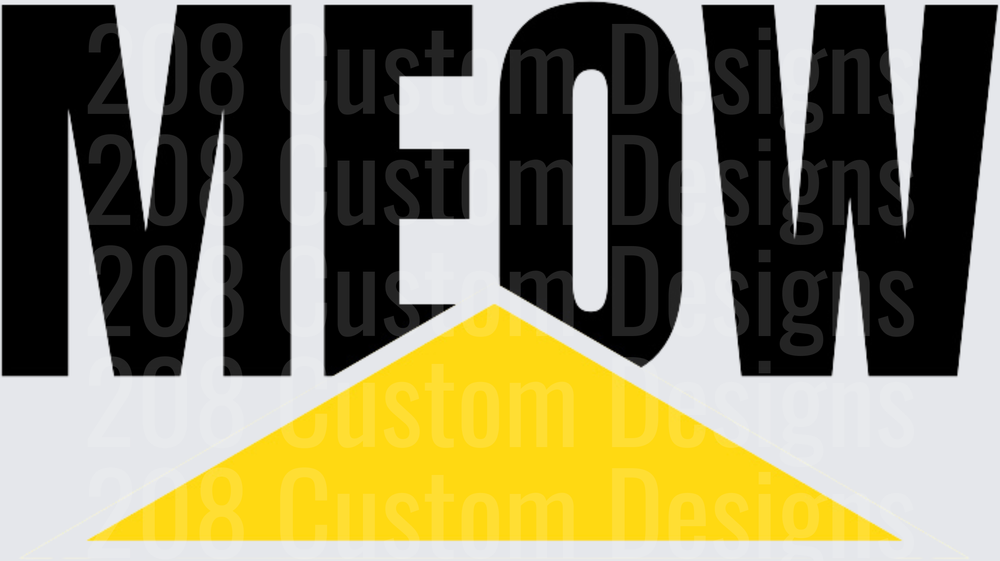 MEOW Text with Yellow Triangle Cat Ears Design
