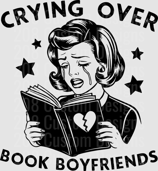 Crying Over Book Boyfriends Vintage Pin-Up Reading Design