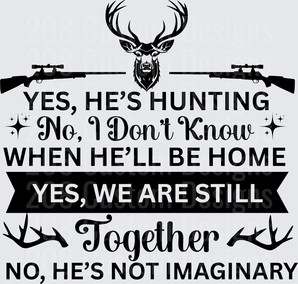 Hunting Husband Joke Design with Deer Head and Rifles