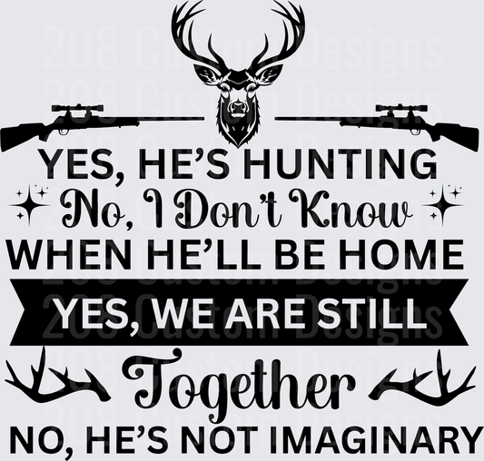 Hunting Husband Joke Design with Deer Head and Rifles