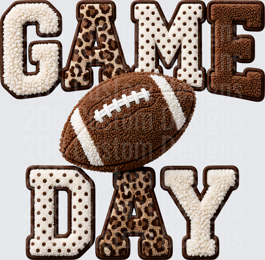Game Day Football Chenille Patch Style Leopard Polka Dot