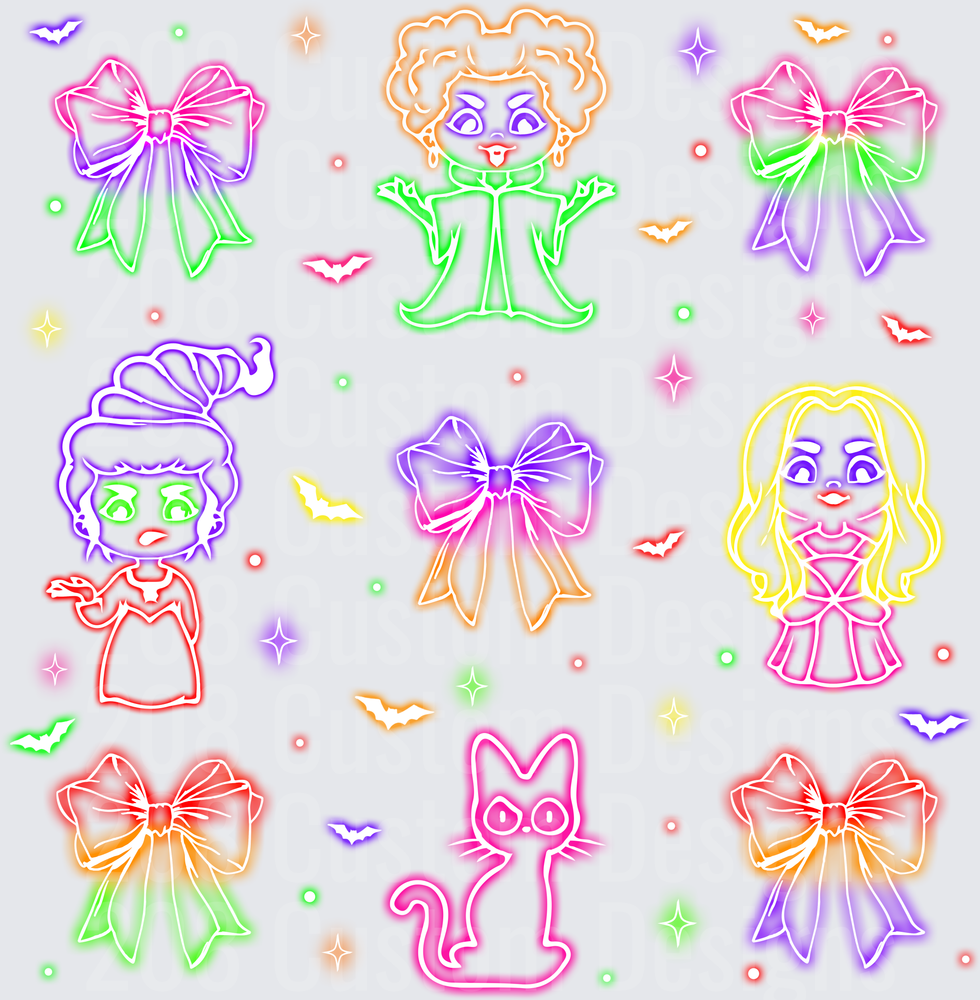 Neon HP Sisters Bows Black Cat Halloween