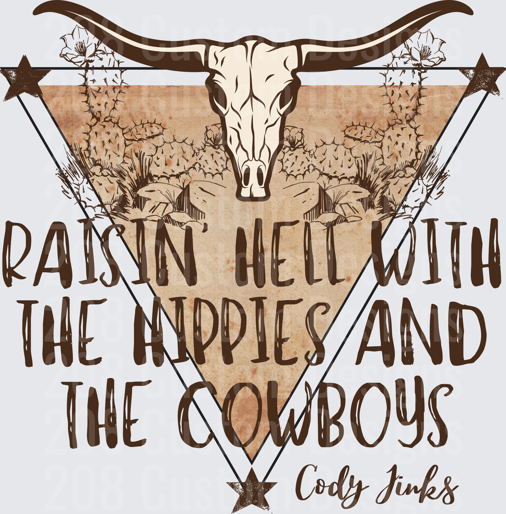 Cody Jinks Raisin Hell with the Hippies and Cowboys Longhorn Skull Desert Design