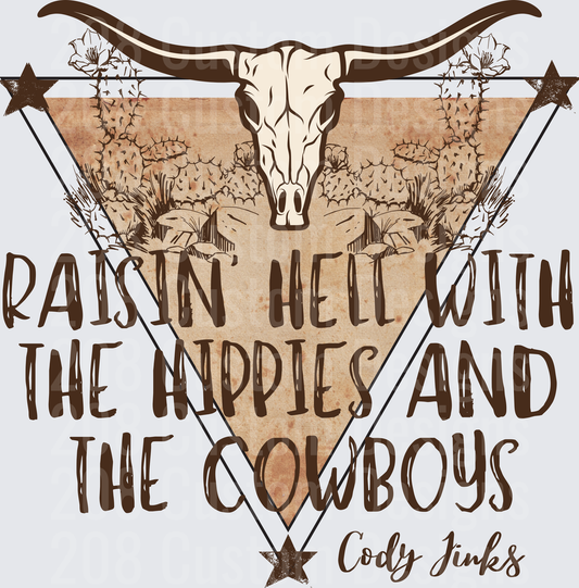 Cody Jinks Raisin Hell with the Hippies and Cowboys Longhorn Skull Desert Design