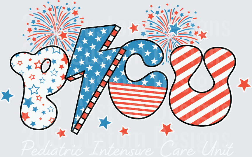 Patriotic PICU with Fireworks Fourth of July