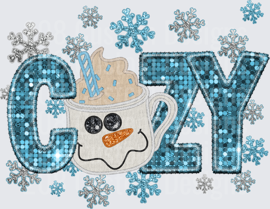 Cozy Winter Hot Chocolate Mug with Snowflakes Embroidered Design