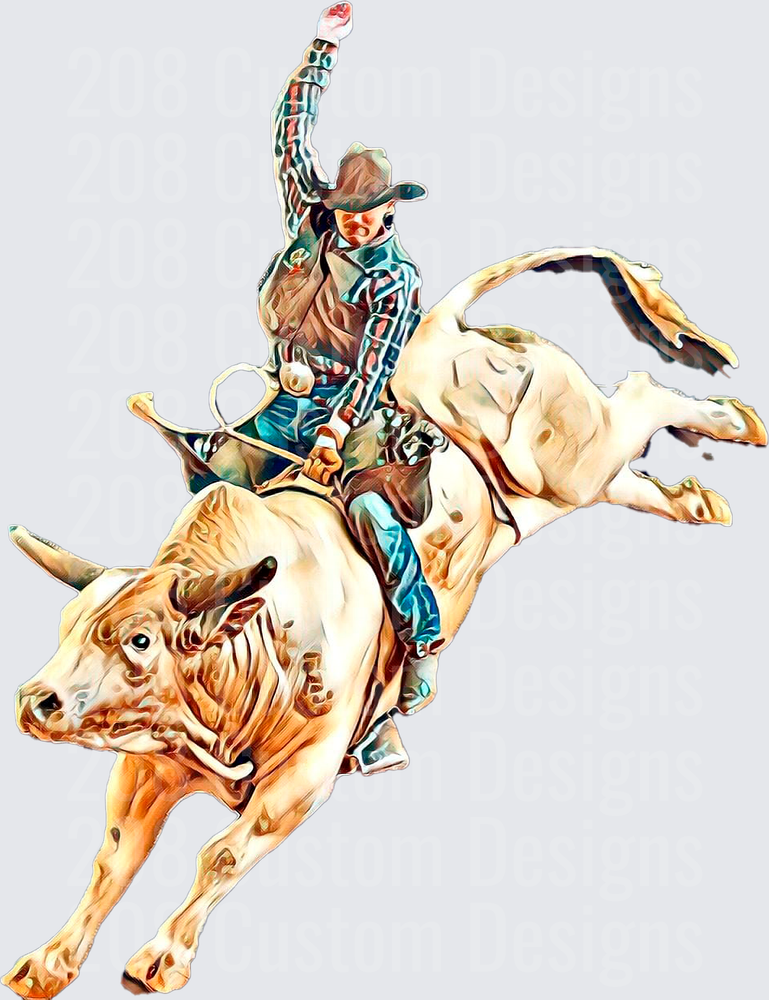 Bull Rider Cowboy Rodeo Action Scene