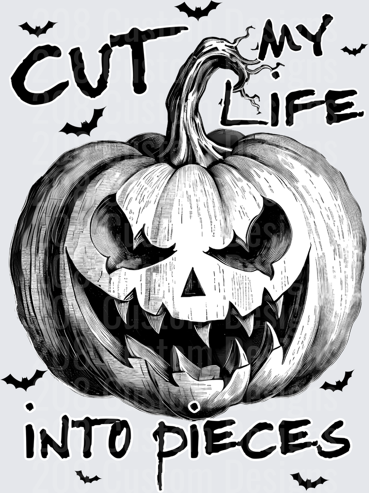 Cut My Life Into Pieces Halloween Jack-O-Lantern With Bats