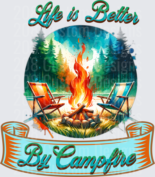 Life is Better By Campfire Outdoor Adventure Scene