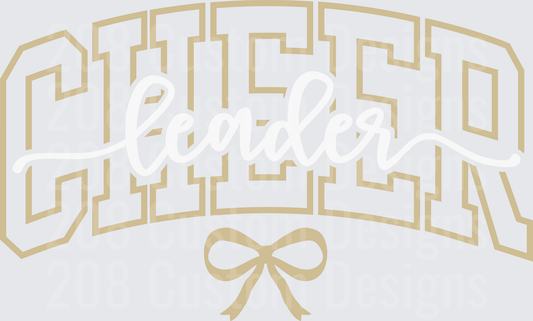 Arched CHEER Varsity Letters with Gold Bow