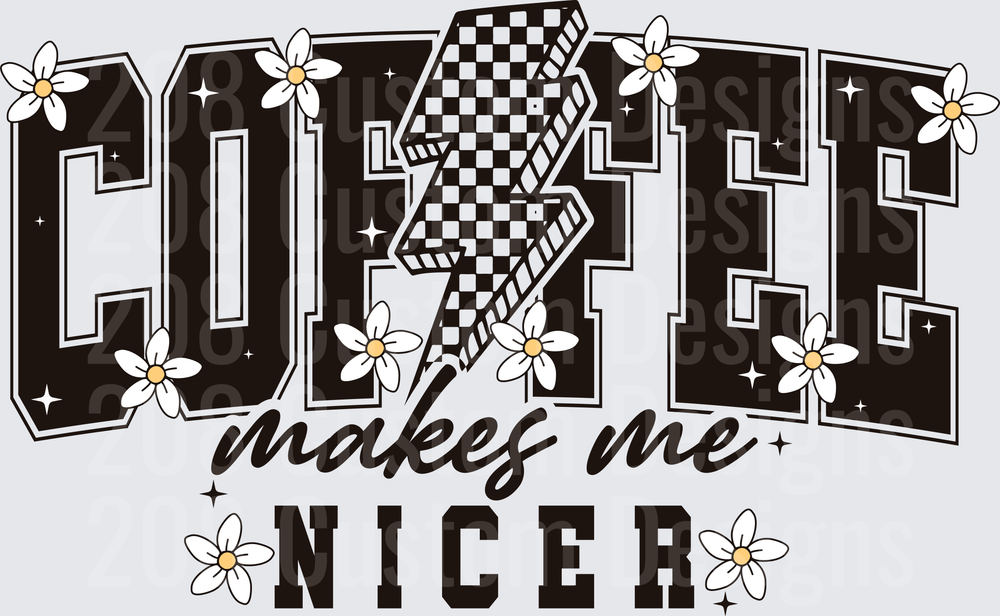 Golf Makes Me Nicer Typography with Checkered Flag and Daisies