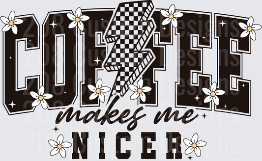 Golf Makes Me Nicer Typography with Checkered Flag and Daisies