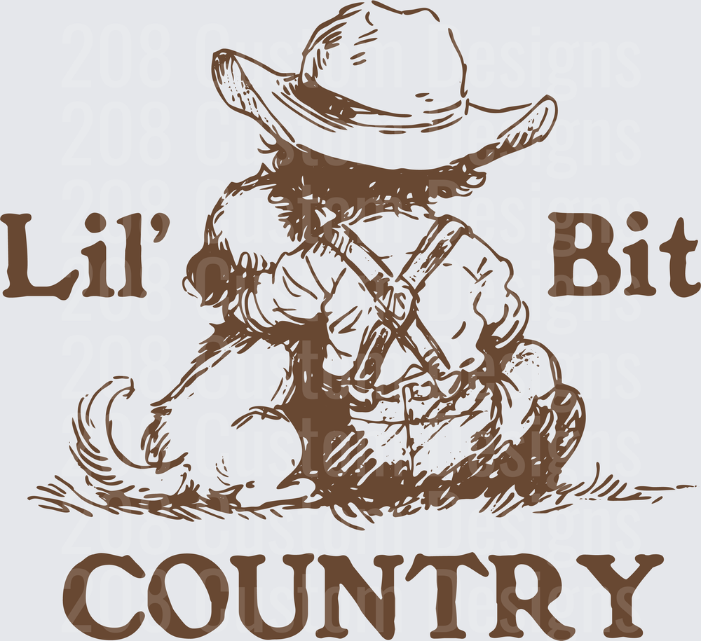 Lil Bit Country Baby Cowboy with Hat and Overalls