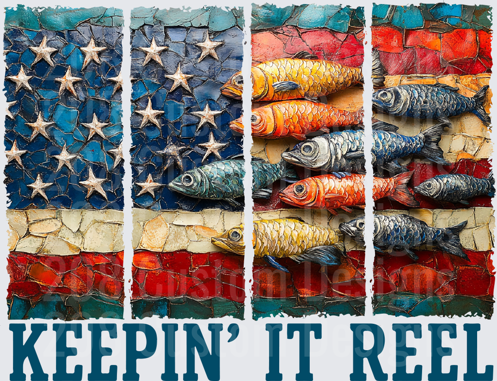 Keepin' It Reel American Flag Fish Distressed Patriotic