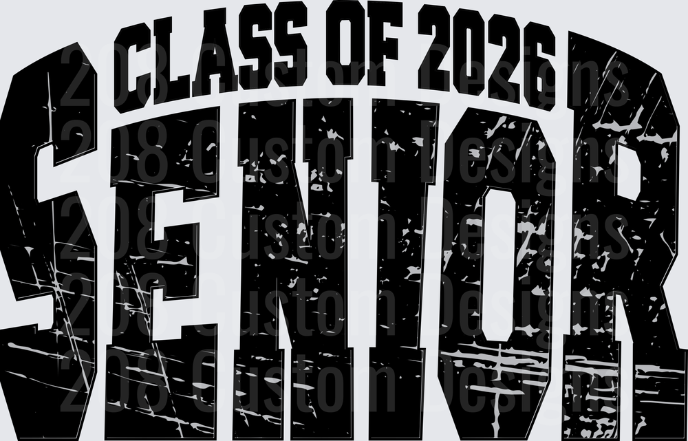 Class of 2026 Senior Distressed Bold Varsity Text Design