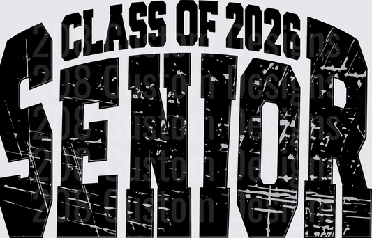 Class of 2026 Senior Distressed Bold Varsity Text Design