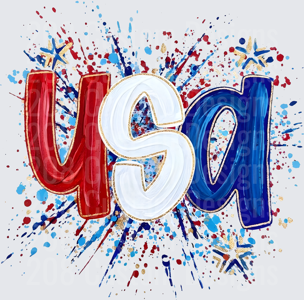 USA Patriotic Red White Blue Paint Splash Fireworks Design