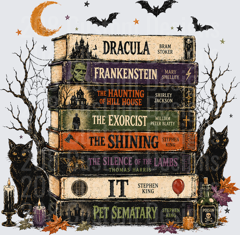 Classic Horror Books Stack Halloween Gothic Reading Pile
