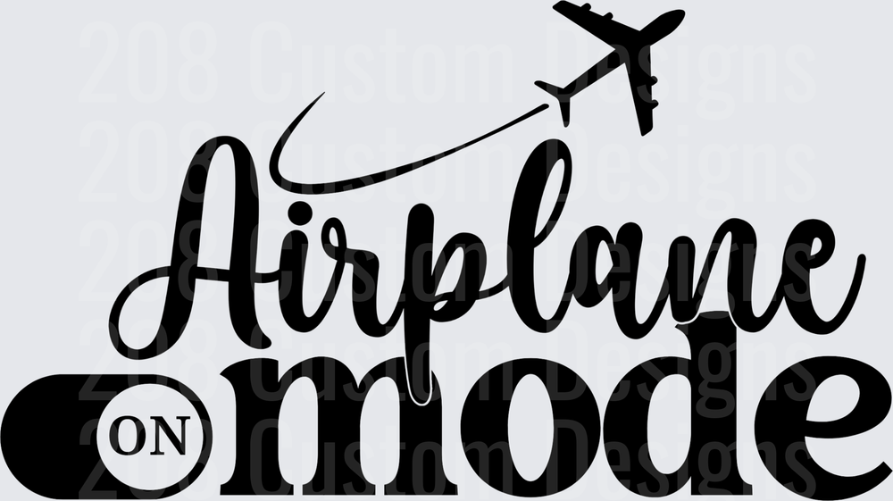 Airplane Mode ON Travel Typography with Plane Silhouette