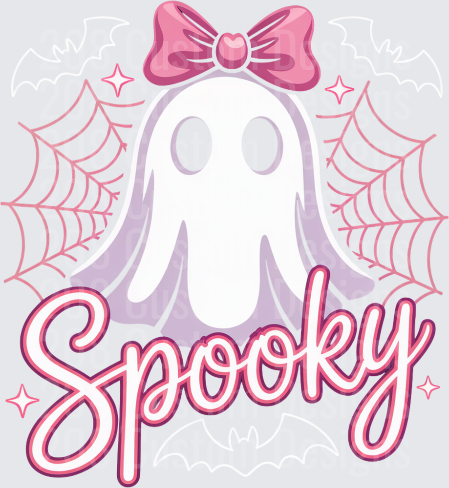 Cute Pink Bow Ghost Spooky Halloween