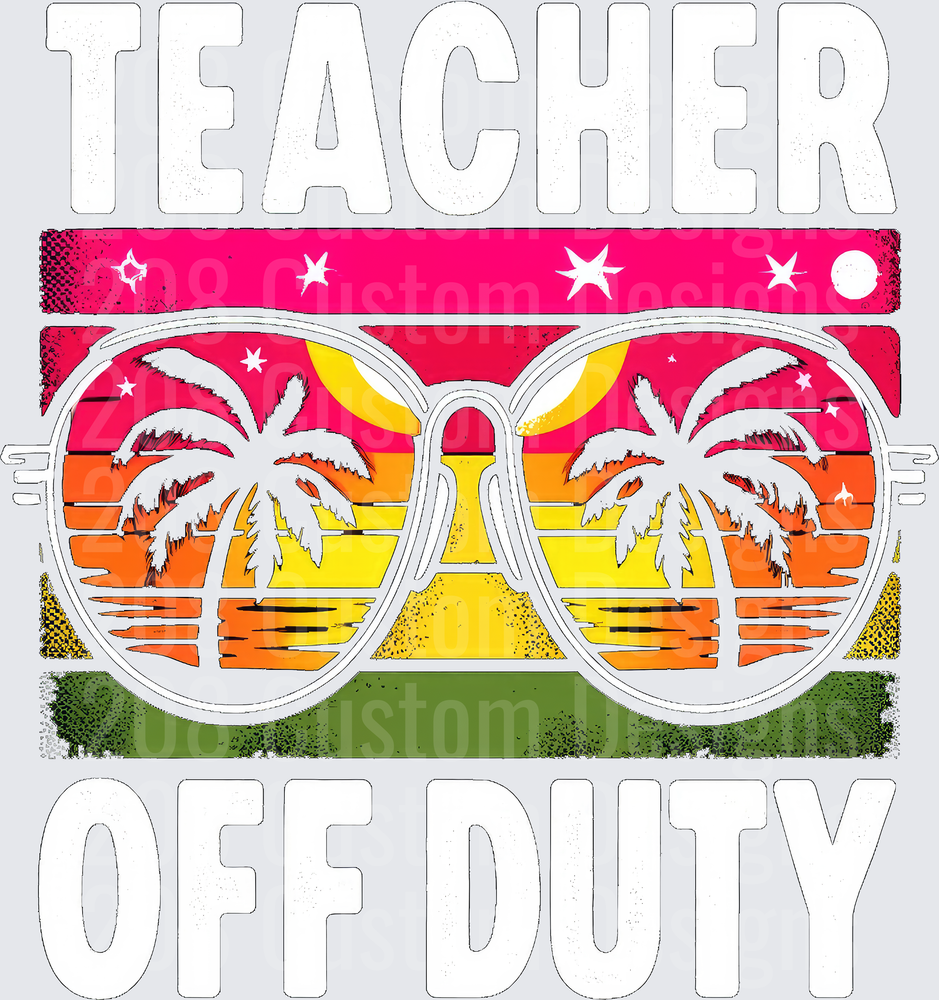 Teacher Off Duty Retro Sunglasses Tropical Sunset Summer