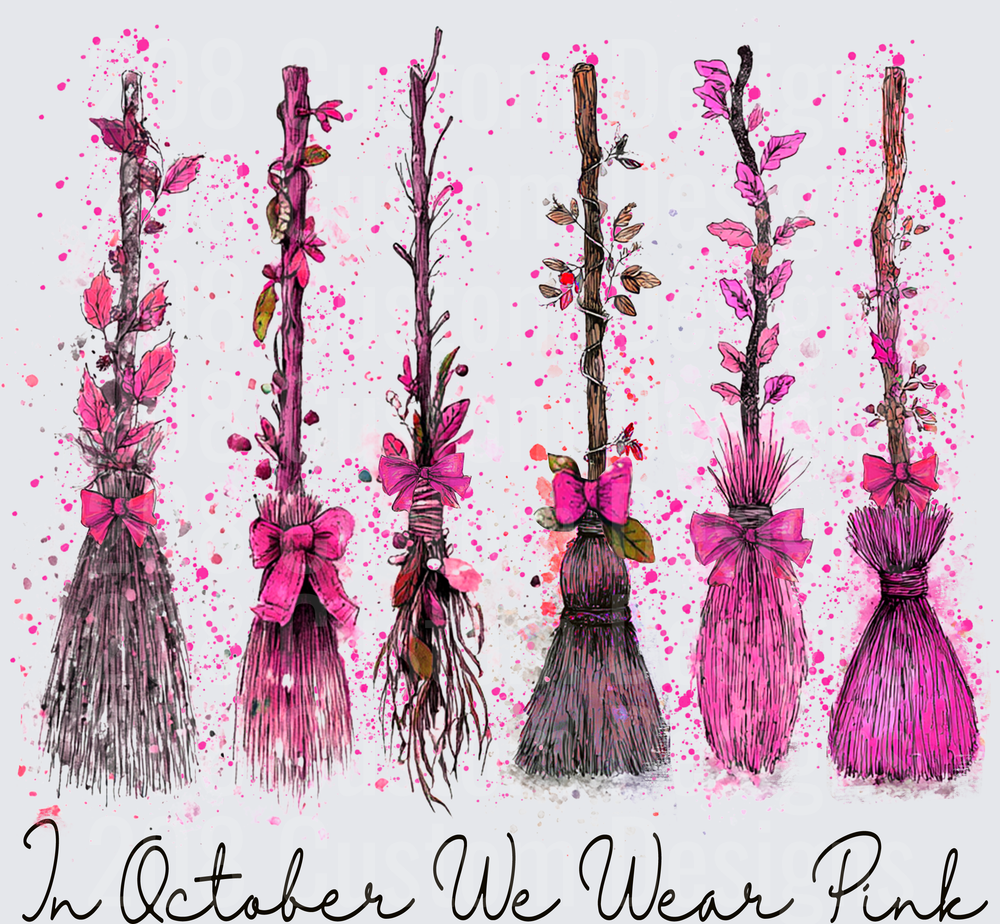 In October We Wear Pink Witch Brooms