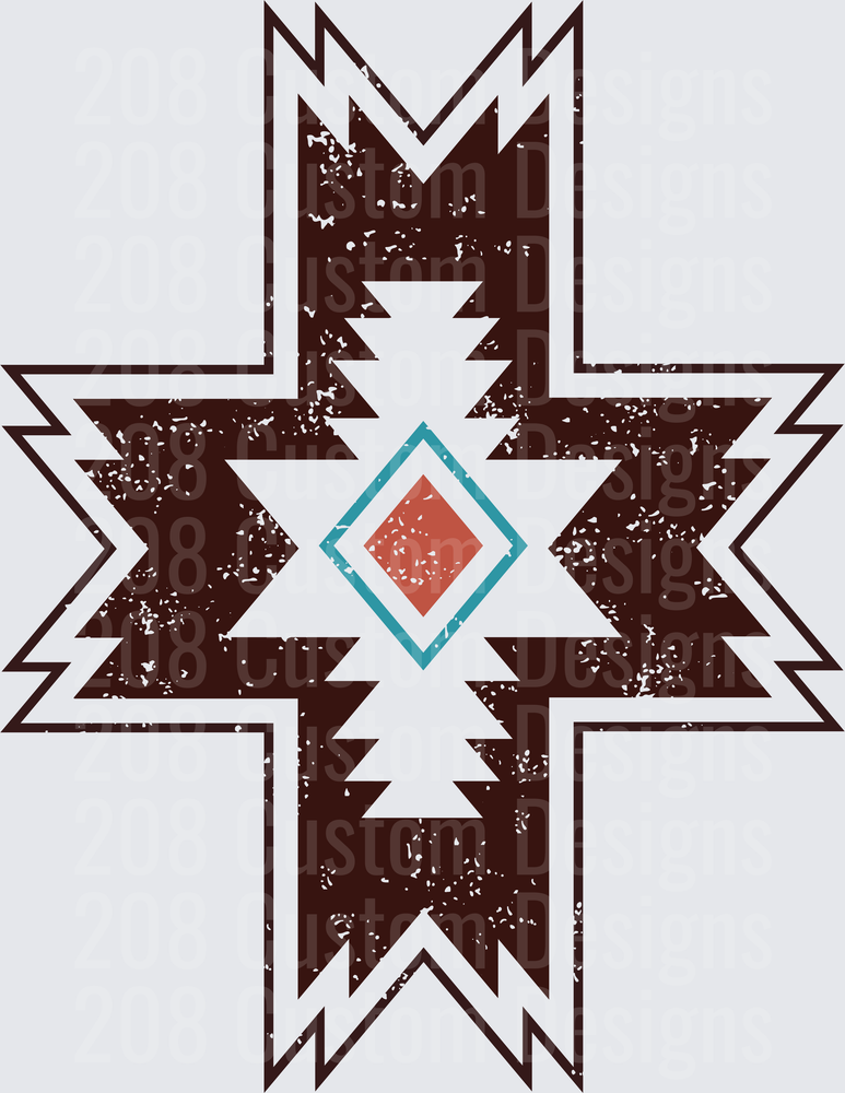 Distressed Southwestern Aztec Cross with Diamond Center