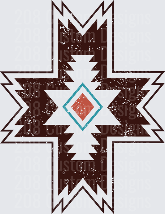 Distressed Southwestern Aztec Cross with Diamond Center