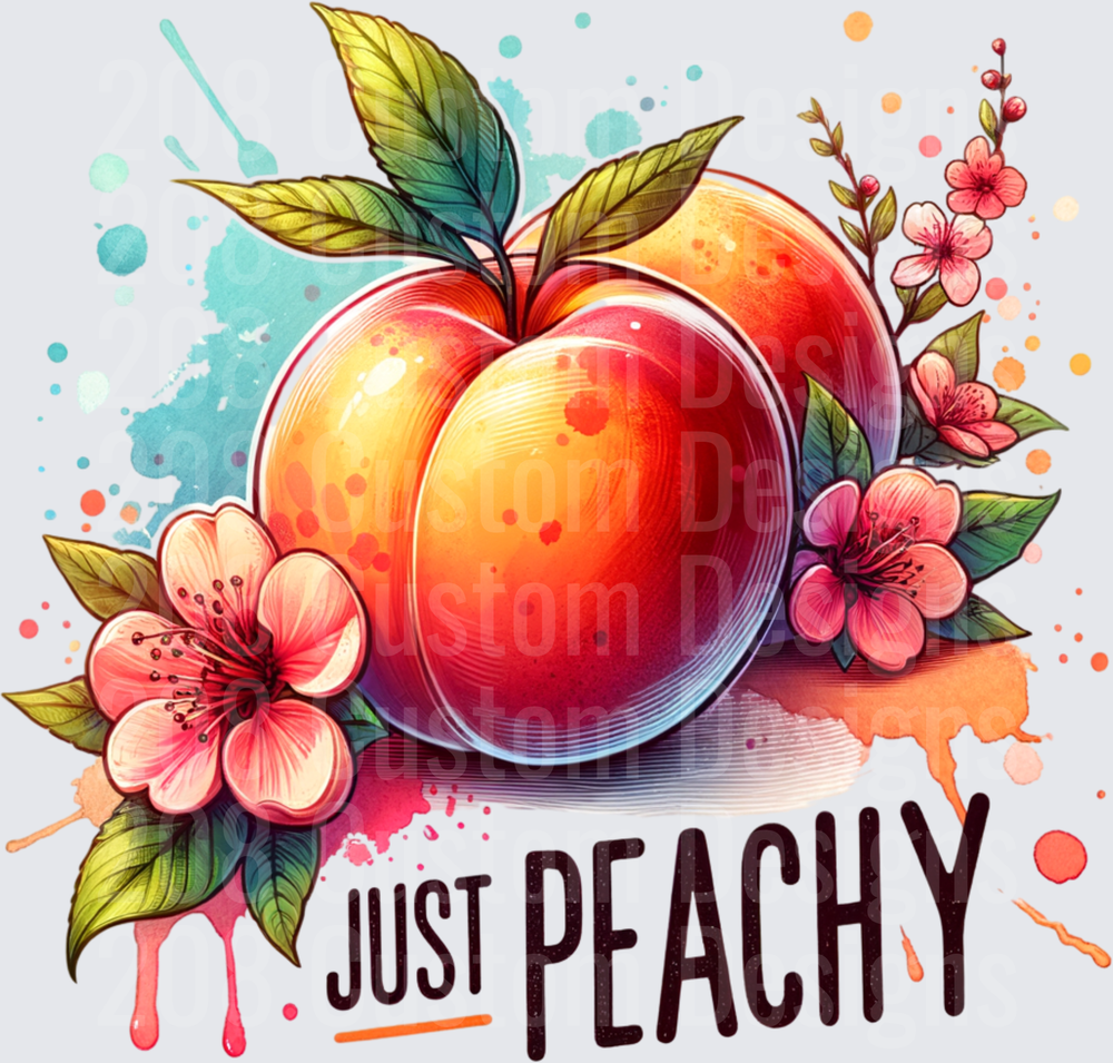 Just Peachy Watercolor Peach with Pink Blossoms