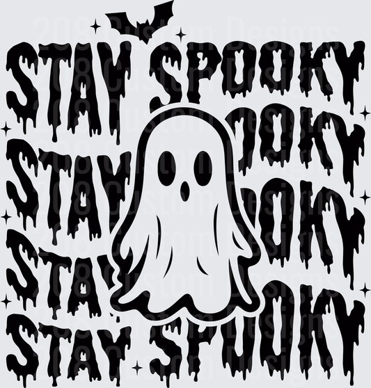 Stay Spooky Repeating Drip Text Cute Ghost Bat Halloween