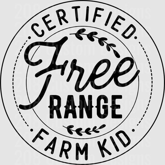 Certified Free Range Farm Kid Circle Badge Design
