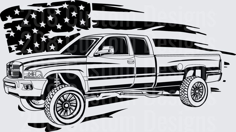 American Pickup Truck Black