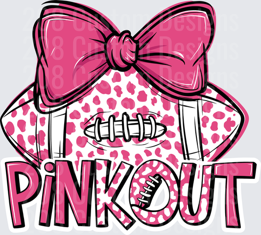 Pink Out Football Bow Leopard Print Breast Cancer Awareness