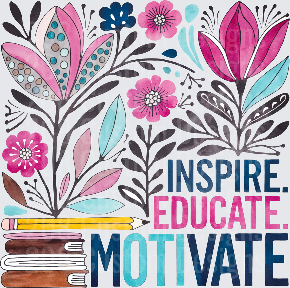 Inspire Educate Motivate Floral Watercolor Teacher Design