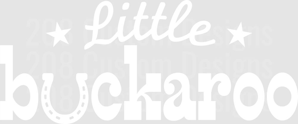 Little Buckaroo Text with Stars and Horseshoe White